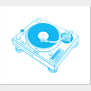 Turntable (Vivid Cerulean Lines) Analog / Music Posters and Art